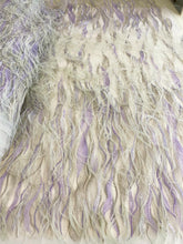 Dantela Vernil cu Lila cu Pene si Paiete